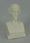 A (BELIEVED) ROYAL WORCESTER PARIAN BUST OF WM SHAKESPEARE inscribed at the back 1854 Boyton Kirk,
