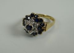 A 9CT YELLOW GOLD, SAPPHIRE & DIAMOND RING, 4.1gms