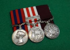 A VICTORIAN MILITARY MEDAL TRIO comprising FOR SERVICE & GOOD CONDUCT inscribed 1891 SERGt P HALLEY,