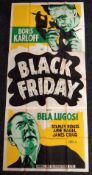 BLACK FRIDAY original cinema poster from 1940 starring Boris Karloff & Bela Lugosi, poster is