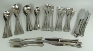 A SET OF OLD HALL ALVESTON CUTLERY BY ROBERT WELCH for a six place setting, in brushed satin stain