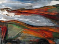 MARGO NAECKELBERGHE gouache & mixed media - Cornish coastal scene entitled verso 'Bird Wind II',