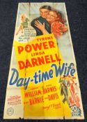 DAY TIME WIFE original cinema poster from 1939, poster is numbered, folded and in sections, wear