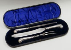 A CASED SILVER HANDLED THREE-PIECE CARVING SET Sheffield 1908