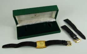 A 1973 LIMITED EDITION ROLEX GENTLEMAN'S DRESS WATCH believed 9ct with oval face within a rounded
