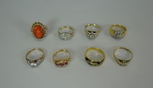 A PARCEL OF EIGHT VARIOUS GOLD RINGS including 9ct, 15ct & 18ct