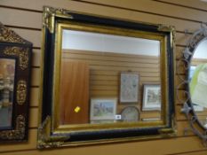 Reproduction gilt and black framed wall mirror