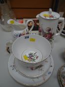 Royal Worcester part tea and cake set with cakestand, two plates, jug and lidded pots etc and two