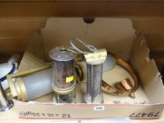Unusual Cambrian Works of Aberdare mesh surrounded miner's lamp and another together with a