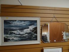 Vintage oil on board - stormy coastal scene by DESRAY ARENTSEN together with a vintage Dutch style