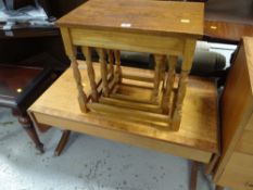 Nest of three coffee tables and a drop flap coffee table