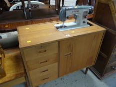 Vintage Jones sewing machine table and drawer contents