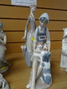 Lladro figure of a lady with parasol and a Lladro design figure