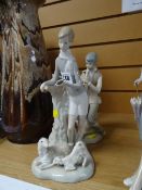 Lladro figure of a boy with lambs and another
