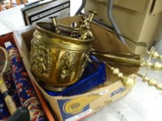 Box of mixed brassware