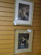 Two framed GEORGE BAXTER prints - ladies reading and posting letters