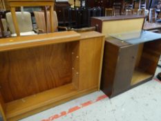 Pair of inlaid mahogany bed ends and two open bookcases