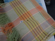 Green & yellow check Welsh blanket
