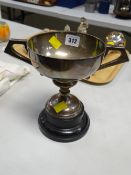 Twin handled Birmingham silver trophy cup, 9.24 troy ozs