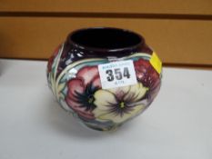 Modern Moorcroft tube lined floral vase of squat form, signed by Rachel Bishop and dated 2006