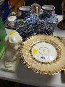 Antique Staffordshire cakestand, Wedgwood creamware pottery model of two monkeys and a pair of vases