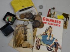 Small parcel of coinage and postcards etc