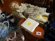 Modern dolls, set of cased binoculars etc