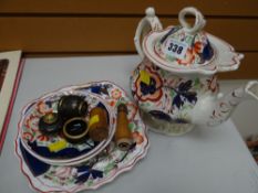 Parcel of Gaudy Welsh pottery, novelty smoking pipe and three items of cloisonne