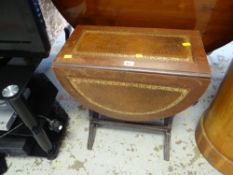 Reproduction drop flap tooled leather table