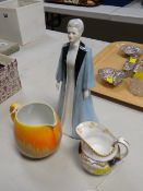 Coalport figure of Edith Cavell, a Shelley cream jug etc