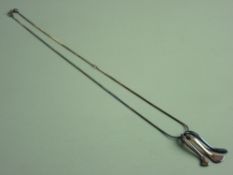 A TRIPLE BOXED ORTAK (Orkney Jewellery) 925 SILVER & SILVER CORD NECKLACE, 5.5 grms