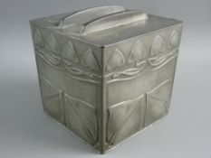 A TUDRIC PEWTER BISCUIT BOX designed by Archibald Knox, a rare 0237 pattern biscuit box and cover
