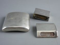 A SILVER MATCH STRIKER/HOLDER, 1.4 troy ozs, London 1916, a silver cigarette case 4.4 troy ozs,
