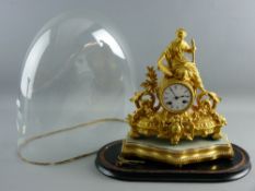 A JAPY FRERES FRENCH ORMOLU MANTEL CLOCK in the form of a classical female seated upon a drum