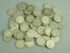 A PARCEL OF MIXED BRITISH SILVER HALF CROWNS, 27 troy ozs