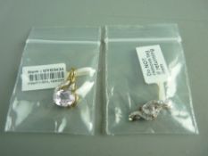 A NINE CARAT GOLD MORGANITE & DIAMOND PENDANT, 2 grms gross and a nine carat kunzite and diamond