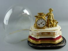 A JAPY FILS FRENCH MOVEMENT MANTEL CLOCK having a gilt metal blacksmith's boy figure with anvils and