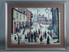 L S LOWRY coloured print - 'A Procession', 44 x 60 cms