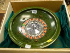 Excellent bakelite roulette wheel with accompanying mat etc