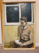 Attributed to ROBERT JONES (of Llandudno) oil on board - young man reading