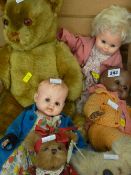 Parcel of soft toys including a well looked after teddy bear