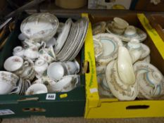 Two boxes of mixed china dinner and teaware services