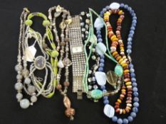 Parcel of dress necklaces and a Figaro cocktail wristwatch