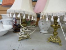 Five table lamps and shades