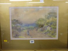 GEORGINA LAING watercolour - rural scene with figure on a path
