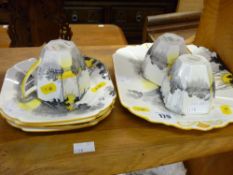 Quantity of Shelley 'Sunrise' teaware