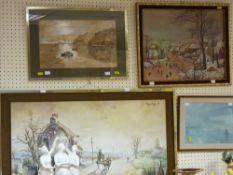 Parcel of mainly prints, but also watercolour of Conwy after E COTRILL