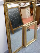 Large bevelled gilt framed wall mirror and another
