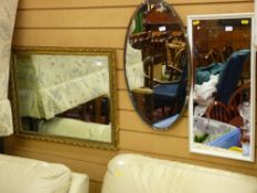 Gilt framed wall mirror and two others