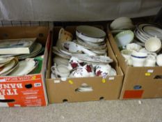 Large quantity of Colclough 'Red Rose' china teaware and two boxes of other mixed pottery